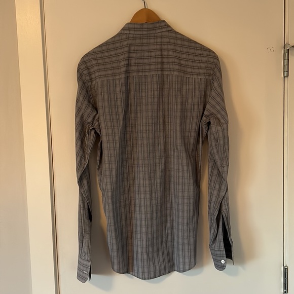 Z Zegna dress shirt in grey plaid print. - Picture 5 of 5